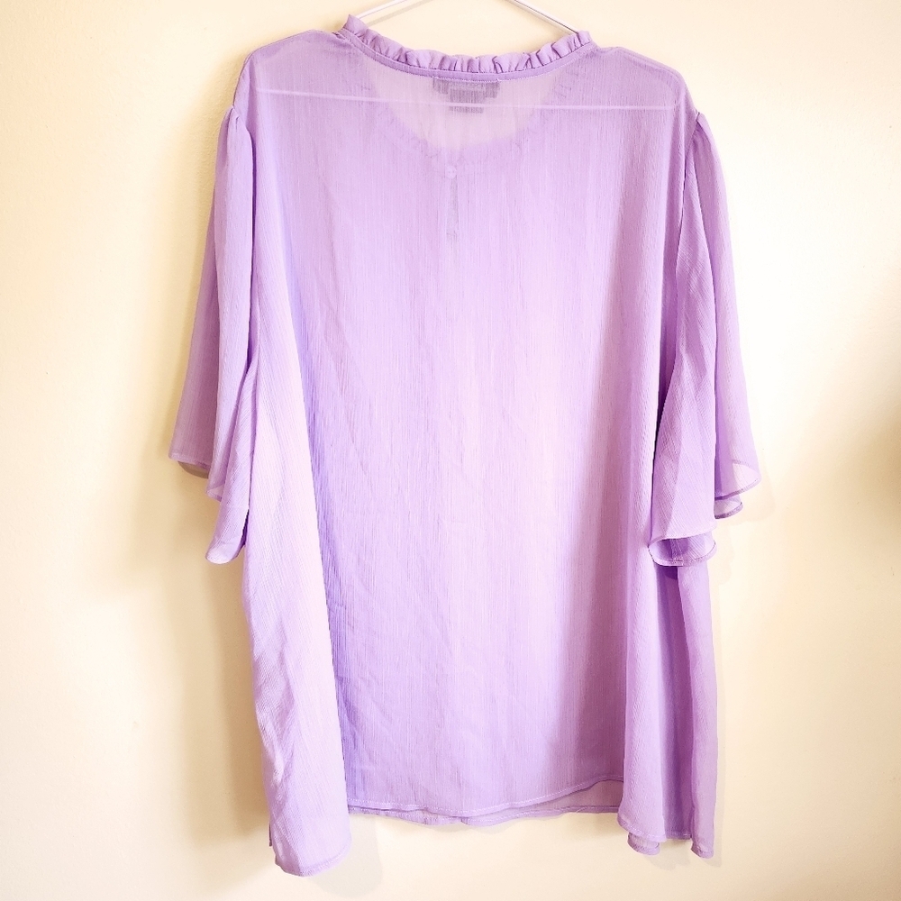 Light Purple Blouse With Flutter Sleeves - Flowy Lightweight Top - Picture 2 of 7